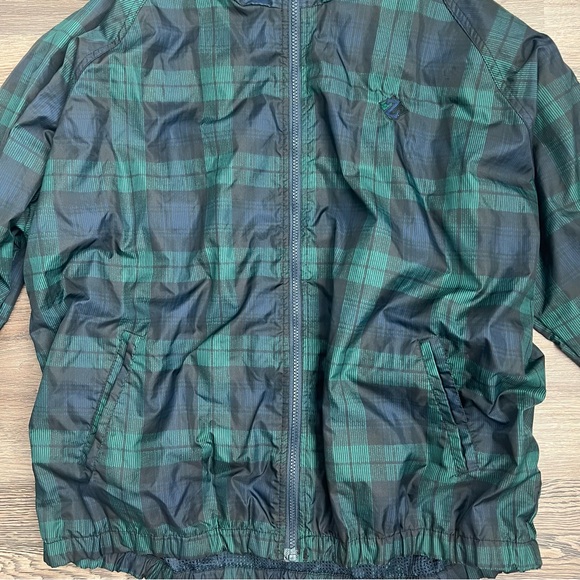 Jerzees Men’s Green and Navy Blue Plaid Bomber Lightweight Jacket - Picture 7 of 8